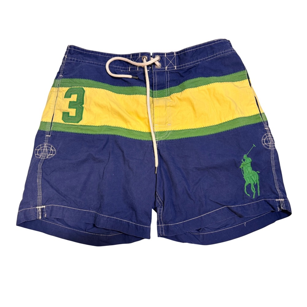 Polo Ralph Lauren Y2K Big Pony Colorblock Swim Trunks Men's Medium